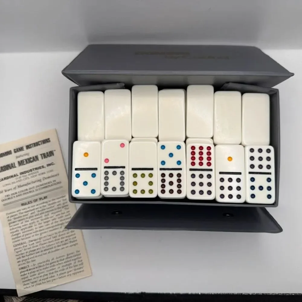 Cardinal Premier Edition Double Twelve Jumbo Color Dot Dominoes Set